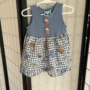 Vintage Blue Gingham Baby Dress 2t